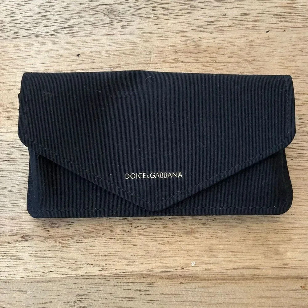 Dolce & Gabbana black ribbed fabric semi hard eyeglass sunglasses case